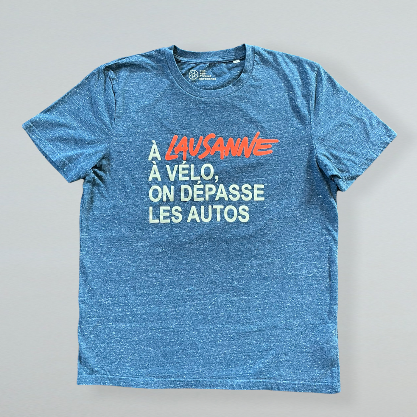 T-Shirt TNCE - "A Lausanne à vélo..." - Denim